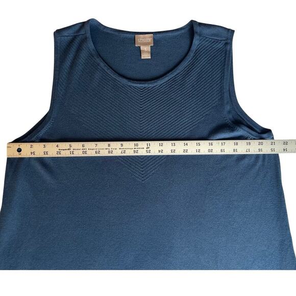 Chico's Knit Tank with Neck Detail, Size 3, XL, Blue, Round Neck, Office, Soft - Picture 4 of 8